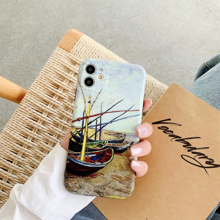 

IMD Workmanship TPU Oil Painting Protective Case For iPhone 12 Pro Max(Fishing Boats in San Madilamo)