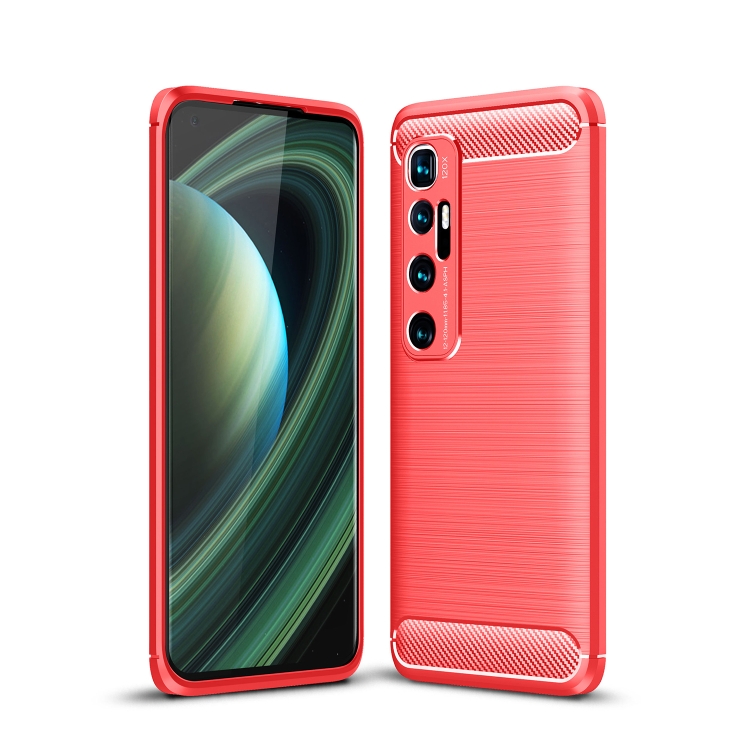 

For Xiaomi Mi 10 Ultra Brushed Texture Carbon Fiber TPU Case(Red)