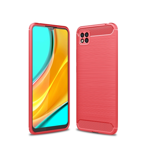 

For Xiaomi Poco C3 Brushed Texture Carbon Fiber TPU Case(Red)