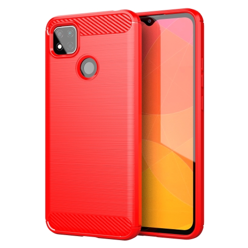 

For Xiaomi Redmi 9C Brushed Texture Carbon Fiber TPU Case(Red)