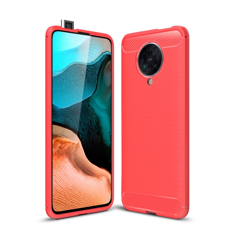 

For Xiaomi Redmi K30 Ultra Brushed Texture Carbon Fiber TPU Case(Red)