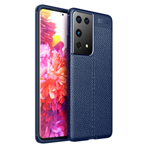 

For Samsung Galaxy S21 Ultra 5G Litchi Texture TPU Shockproof Case(Navy Blue)