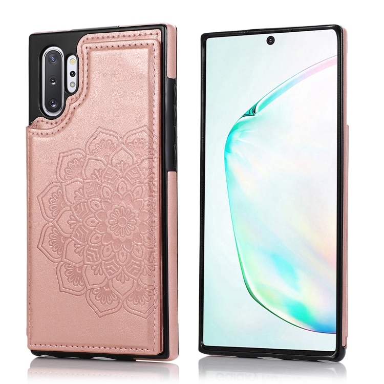 

For Samsung Galaxy Note 10 Plus Double Buckle Mandala Pattern PU+TPU Protective Case with Card Slots & Holder & Photo Frame(Rose Gold)