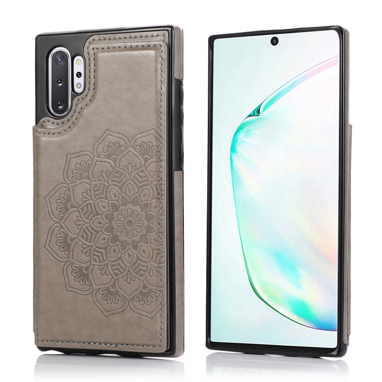 

For Samsung Galaxy Note 10 Plus Double Buckle Mandala Pattern PU+TPU Protective Case with Card Slots & Holder & Photo Frame(Grey)