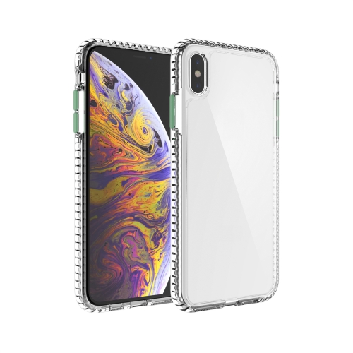 

2 in 1 Ultra Clear Elf Shockproof PC + TPU Case with Removable Color Button For iPhone XS Max(Green)