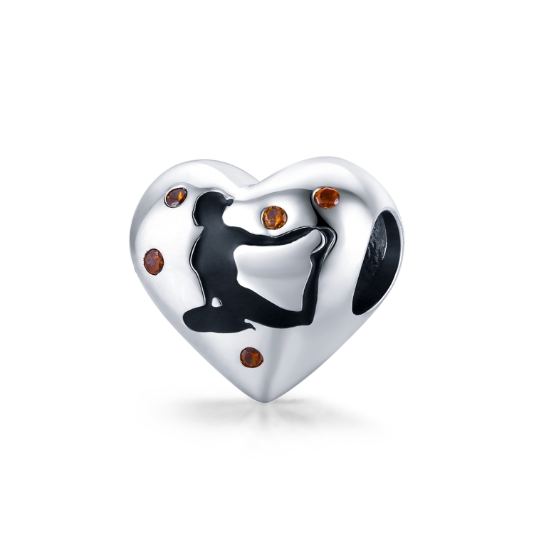 

S925 Sterling Silver Heart-shape Yoga Movements Beads DIY Bracelet Necklace Accessories