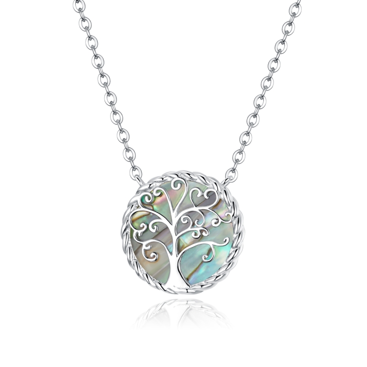 

S925 Sterling Silver Colorful Tree of Life Women Nacklace Jewelry