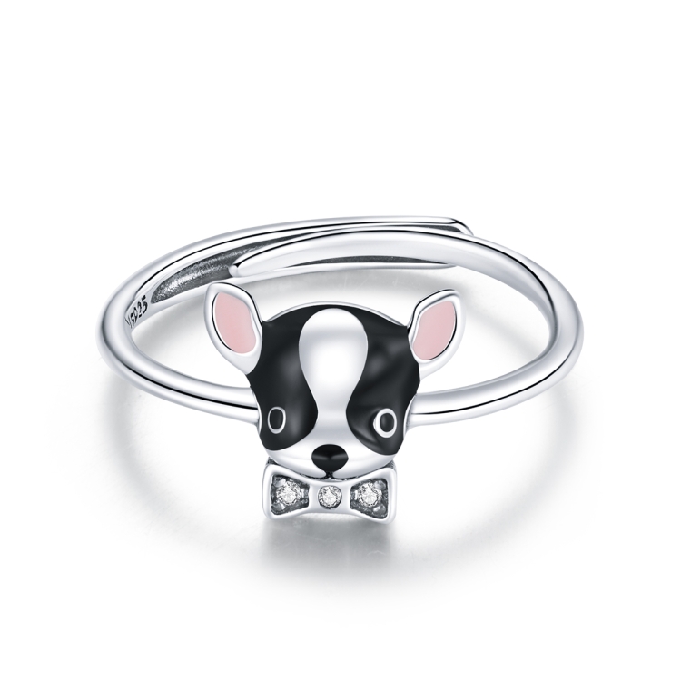 

S925 Sterling Silver Cute Puppy Chihuahua Women Ring