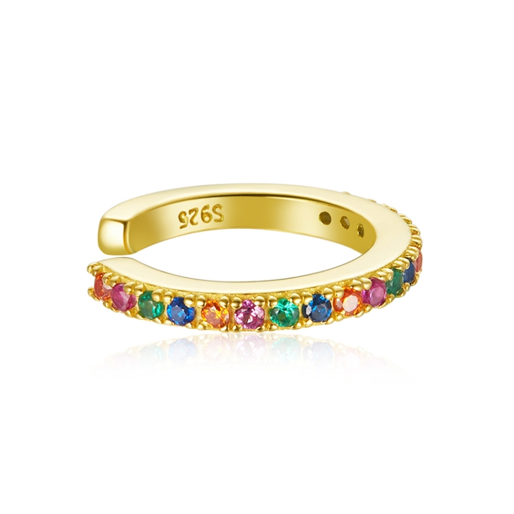 

S925 Sterling Silver Simple Style Colorful Zircon Women Earrings(Gold)