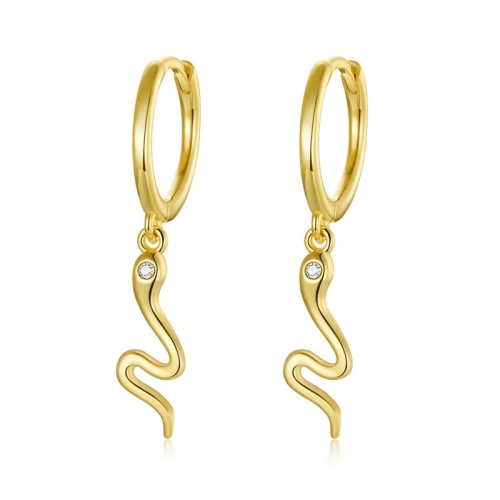 

S925 Sterling Silver Simple Style Little Snake Ear Clasp Women Earrings(Gold)