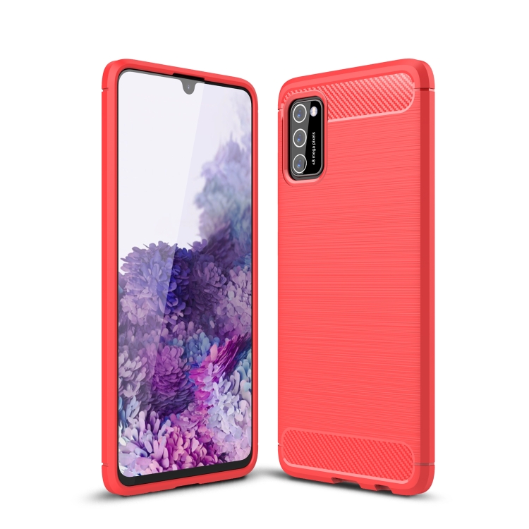 

For Samsung Galaxy A02s Brushed Texture Carbon Fiber TPU Case(Red)