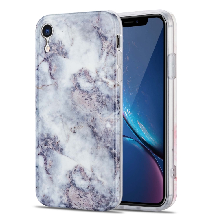 

TPU Glossy Marble Pattern IMD Protective Case For iPhone XR(Earthy Grey)