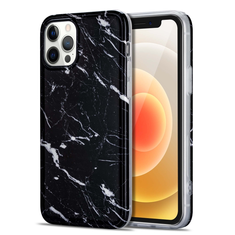 

TPU Glossy Marble Pattern IMD Protective Case For iPhone 12(Black)