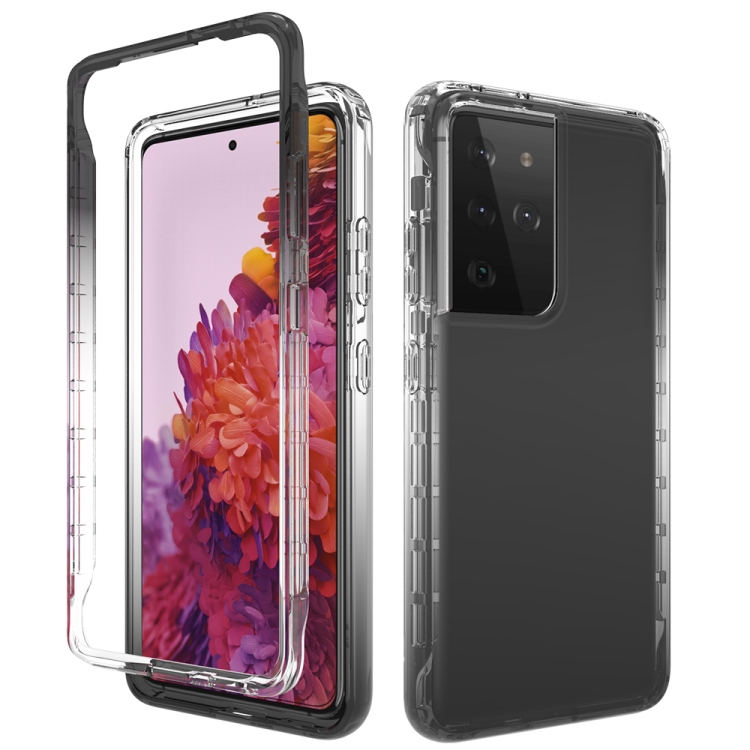 

For Samsung Galaxy S21 Ultra 5G Shockproof High Transparency Two-color Gradual Change PC+TPU Candy Colors Protective Case(Black)