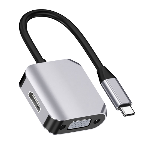 

HW-6002 2 In 1 Type-C / USB-C to HDMI + VGA Adapter Converter(Grey)
