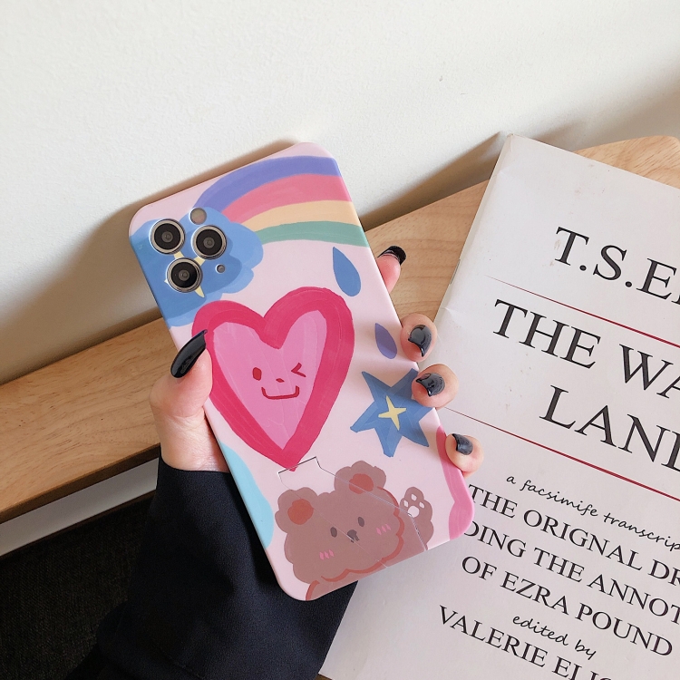 

Shockproof Liquid TPU Pattern Protective Case with Holder For iPhone 12(Love Bear Rainbow)