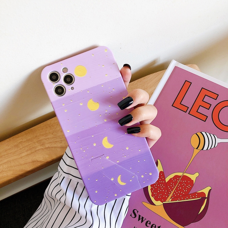 

Shockproof Liquid TPU Pattern Protective Case with Holder For iPhone 12(Purple Lunar Eclipse)