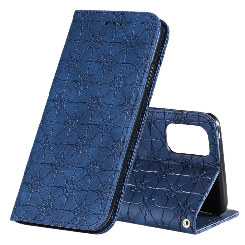 

For OPPO Realme 7 Pro Lucky Flowers Embossing Pattern Magnetic Horizontal Flip Leather Case with Holder & Card Slots(Dark Blue)