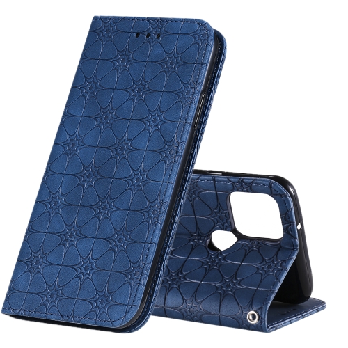 

For Google Pixel 5 Lucky Flowers Embossing Pattern Magnetic Horizontal Flip Leather Case with Holder & Card Slots(Dark Blue)