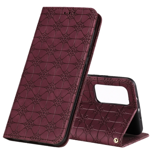 

For Xiaomi Mi 10T Pro 5G / Mi 10T 5G / Redmi K30s Lucky Flowers Embossing Pattern Magnetic Horizontal Flip Leather Case with Holder & Card Slots(Wine Red)