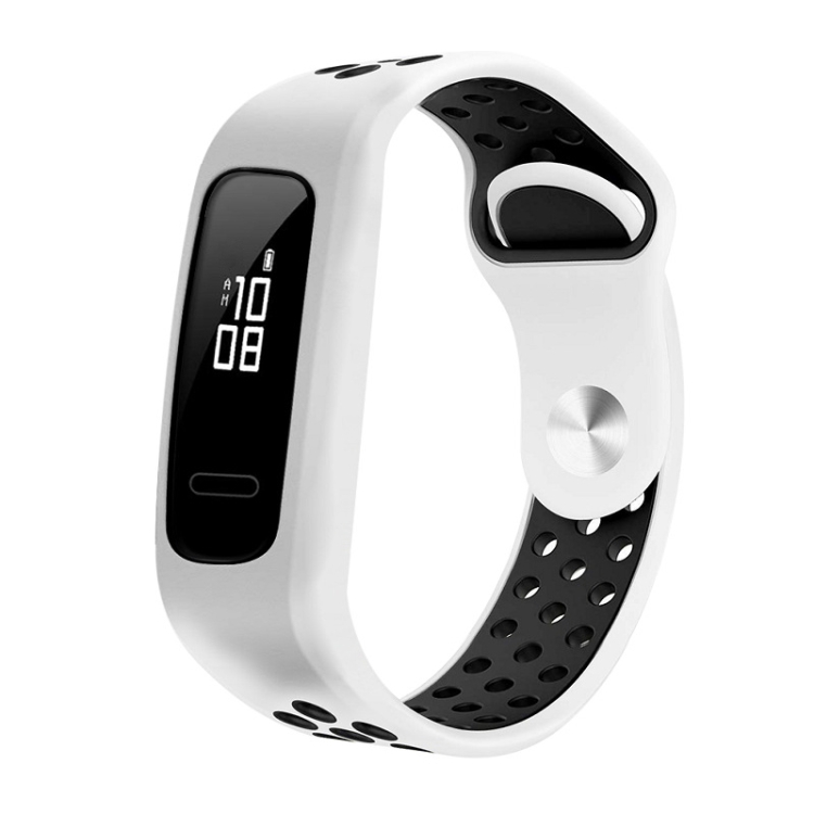 

For Huawei Honor Band 4 Running Version / Band 3e Two-color Silicone Replacement Wrist Strap Watchband(White Black)