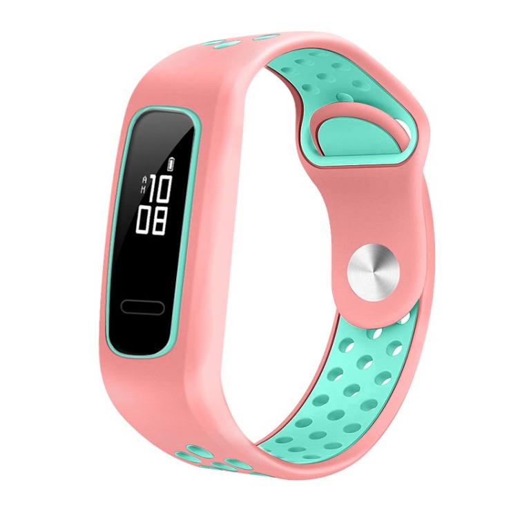 

For Huawei Honor Band 4 Running Version / Band 3e Two-color Silicone Replacement Wrist Strap Watchband(Pink Mint Green)