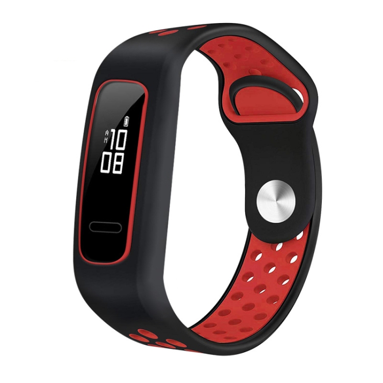 

For Huawei Honor Band 4 Running Version / Band 3e Two-color Silicone Replacement Wrist Strap Watchband(Black Red)