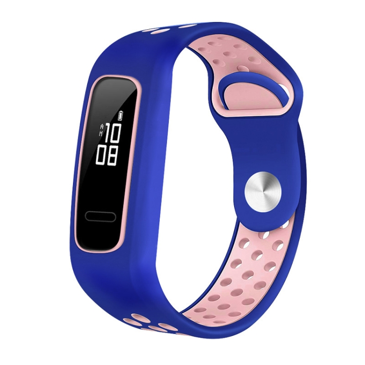 

For Huawei Honor Band 4 Running Version / Band 3e Two-color Silicone Replacement Wrist Strap Watchband(Blue Pink)