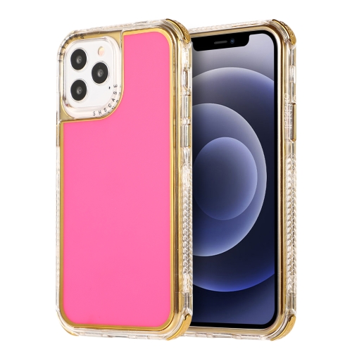 

3 in 1 Dreamland Electroplating Solid Color TPU + Transparent Border Protective Case For iPhone 12 mini(Rose Red)