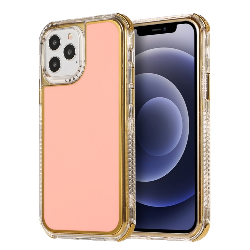 

3 in 1 Dreamland Electroplating Solid Color TPU + Transparent Border Protective Case For iPhone 12 / 12 Pro(Pink)