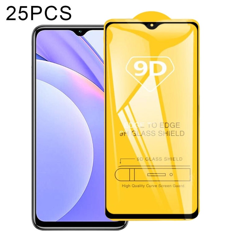 

For Xiaomi Redmi Note 9 4G 25 PCS 9D Full Glue Full Screen Tempered Glass Film