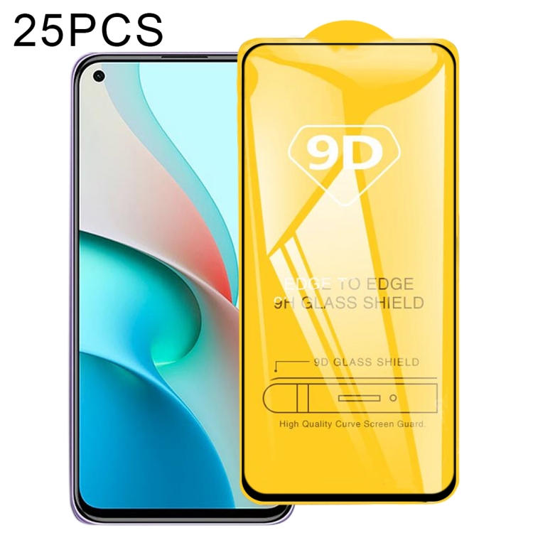 

For Xiaomi Redmi Note 9 5G 25 PCS 9D Full Glue Full Screen Tempered Glass Film