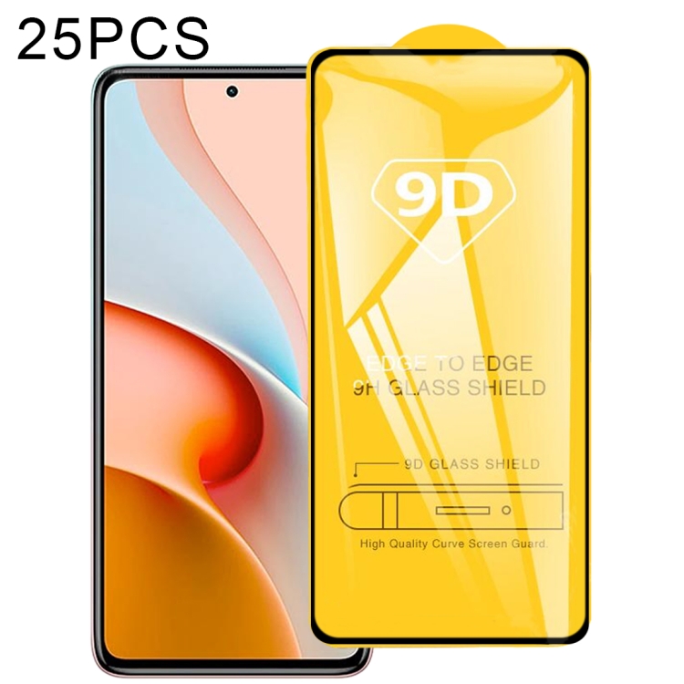 

For Xiaomi Redmi Note 9 Pro 5G 25 PCS 9D Full Glue Full Screen Tempered Glass Film