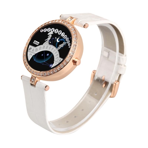 

addies MY-B31 Women Constellation Lover Bridge Diamond Leather Strap LED Electronic Watch, Style:Gold Shell(Aquarius)