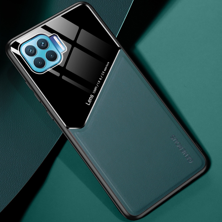 

For OPPO F17 Pro / A93 / F17 / A73 (2020) All-inclusive Leather + Organic Glass Protective Case with Metal Iron Sheet(Green)