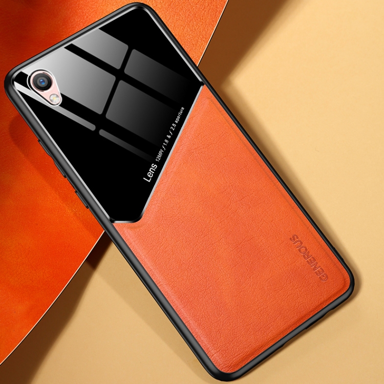 

For OPPO R9 All-inclusive Leather + Organic Glass Protective Case with Metal Iron Sheet(Yellow)