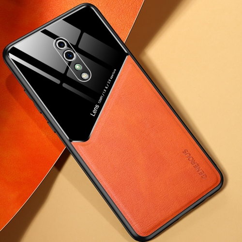 

For OPPO Reno Z All-inclusive Leather + Organic Glass Protective Case with Metal Iron Sheet(Yellow)