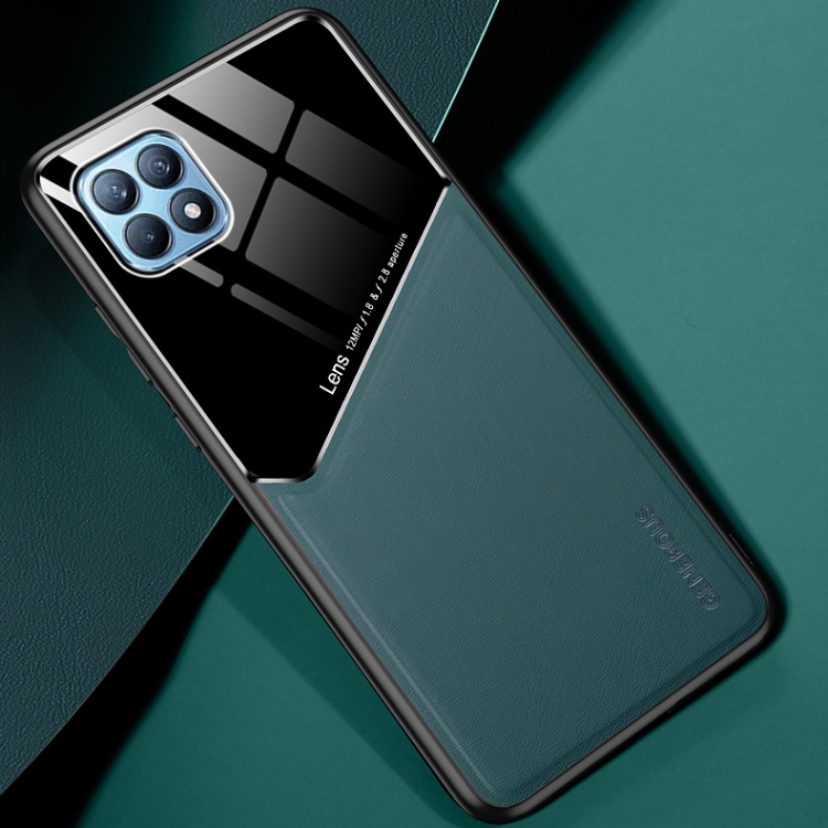 

For OPPO Reno4 SE All-inclusive Leather + Organic Glass Protective Case with Metal Iron Sheet(Green)