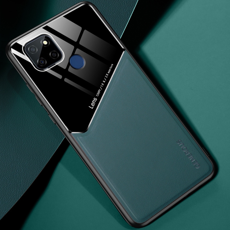 

For OPPO Realme V3 All-inclusive Leather + Organic Glass Protective Case with Metal Iron Sheet(Green)