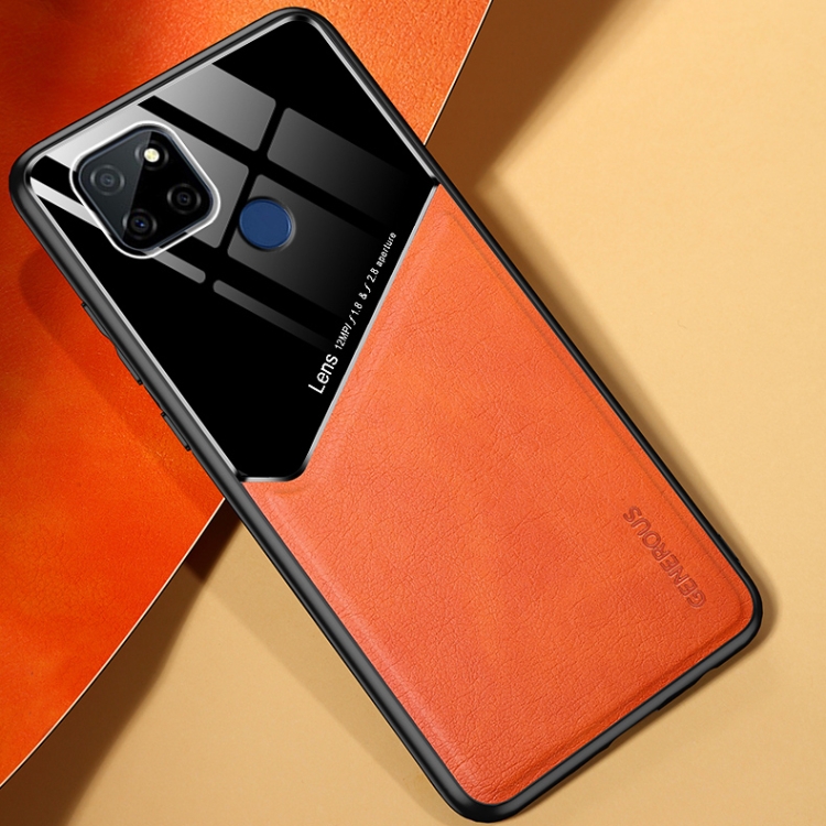 

For OPPO Realme V3 All-inclusive Leather + Organic Glass Protective Case with Metal Iron Sheet(Yellow)