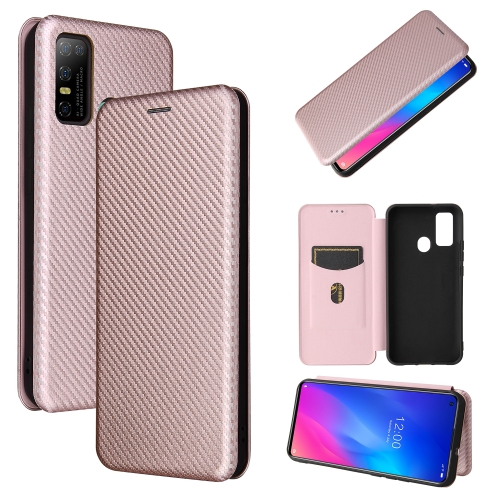 

For DOOGEE N30 Carbon Fiber Texture Magnetic Horizontal Flip TPU + PC + PU Leather Case with Card Slot(Pink)