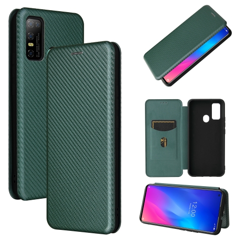

For DOOGEE N30 Carbon Fiber Texture Magnetic Horizontal Flip TPU + PC + PU Leather Case with Card Slot(Green)