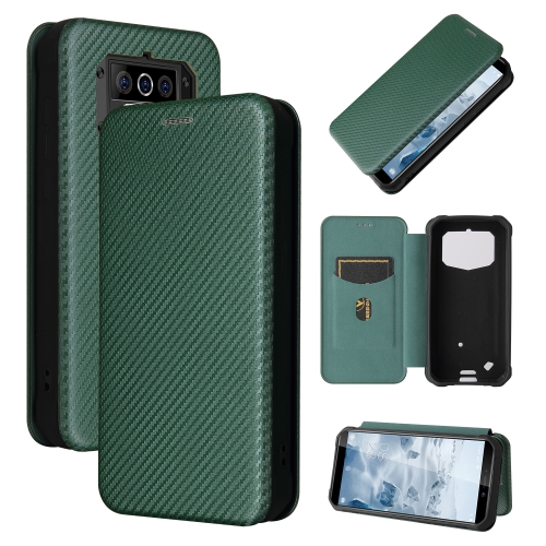 

For Oukitel WP5 / WP5 Pro Carbon Fiber Texture Magnetic Horizontal Flip TPU + PC + PU Leather Case with Card Slot(Green)