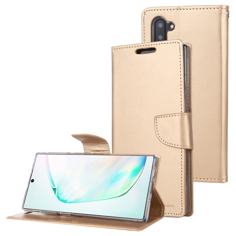 

For Galaxy Note 10 MERCURY GOOSPERY BRAVO Series Crazy Horse Texture Horizontal Flip Leather Case with Holder & Card Slots & Wallet((Gold)