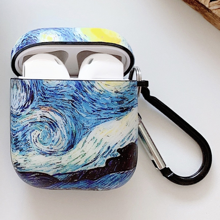 

Oil Painting Pattern Earphone Protective Case with Hook For AirPods 1 / 2(Starry Sky)