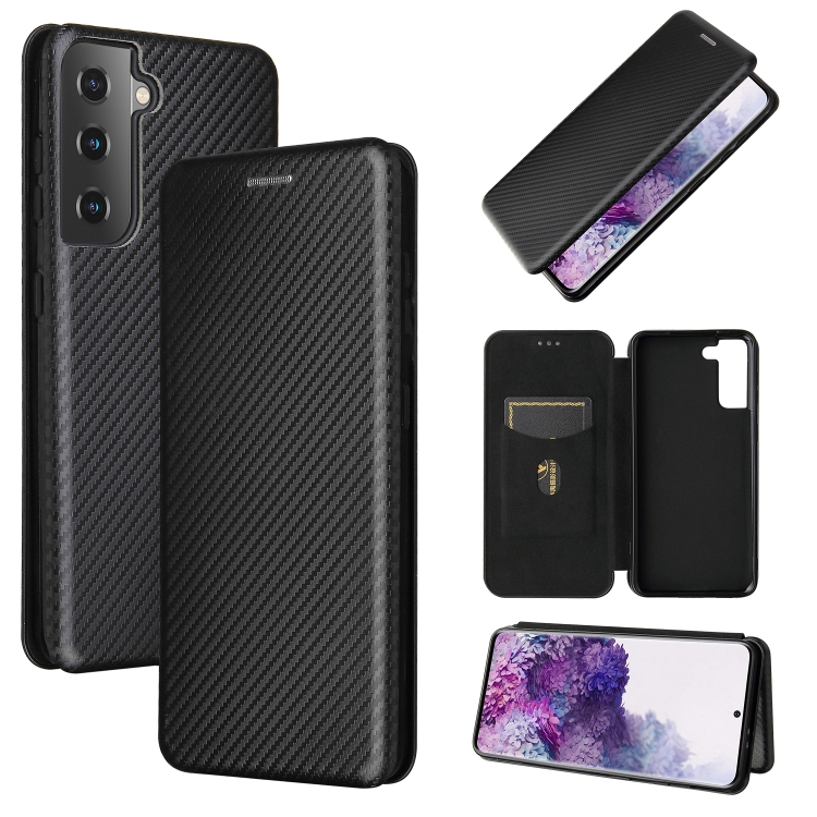 

For Samsung Galaxy S30 Carbon Fiber Texture Magnetic Horizontal Flip TPU + PC + PU Leather Case with Card Slot(Black)