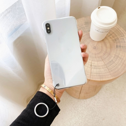 

Non-frame Four-corner Shockproof PC Case with Finger Ring Strap For iPhone XS Max(White)