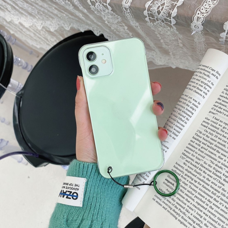 

Non-frame Four-corner Shockproof PC Case with Finger Ring Strap For iPhone 12 / 12 Pro(Green)