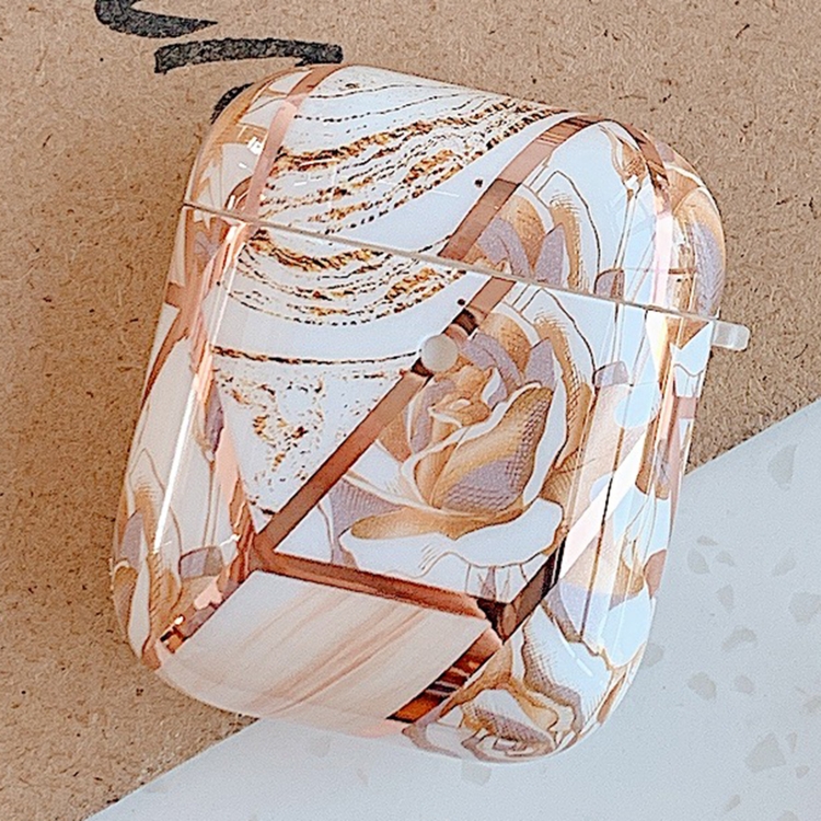 

Stitching Flower Pattern Earphone Protective Case For AirPods 1 / 2(Gold Flower)