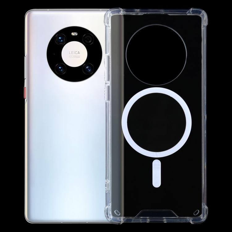 

For Huawei Mate 40 Magsafe Case Clear Four-corner Airbag Shockproof PC + TPU Case with Magnetic(Transparent)